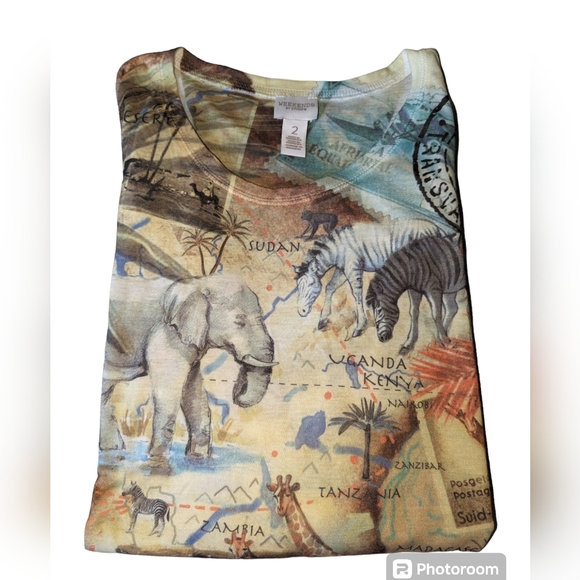 Chico's African ๐๐๐ฆ๐ฆ๐ฆ๐ฆ๐ฆpassport colorful 3/4 sleeve top size2 - Picture 8 of 10